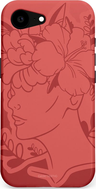 Casetastic hoesje geschikt voor Apple iPhone 16e / Apple iPhone 17e - MagSafe - Dubbellaagse bescherming - Bloemenfluistering - Fashion Case - Koraal Terracotta
