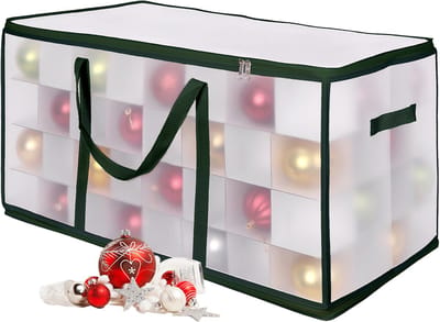 Kerstballen opbergbox - voor 128 ballen - kunststof - transparant-groen