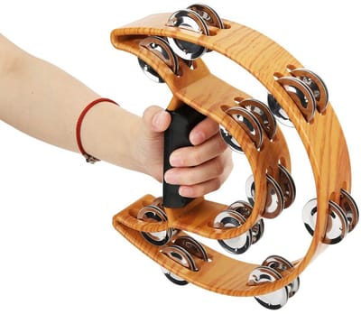 Dailygoods- Tamboerijn Dubbele Rij - Ergonomische Grip - Percussie-instrument - Handbell - Geschikt voor Volwassenen - Muzikaal Speelplezier - Handbel