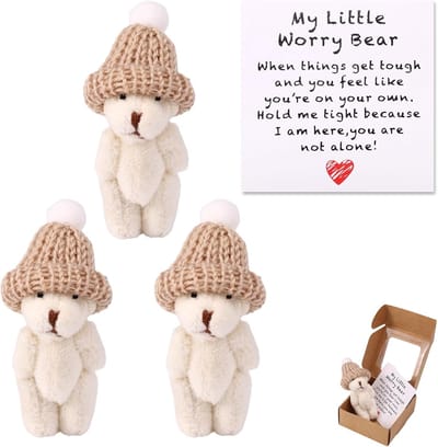 Mini Knuffel Beer - Positieve Beer - Emotionele Steun - Handgemaakt in Doos - Mini Formaat - Wit