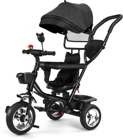 Kinder Driewieler - Loopfiets Kinderfiets - Buiten Spelen - Omkeerbare Zitting - 46 x 75 x 106 cm - Zwart