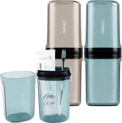Draagbare Tandenborstelset met Waterbeker en Etui, Perfect voor Kamperen, Reizen en Wandelen