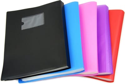 A4 Portfolio Boekmap voor School en Financieel Document - Flexi Display - Random Colour - Archivering en Sollicitatiegesprekken met 104 Vakken, 1 x Enkele Map