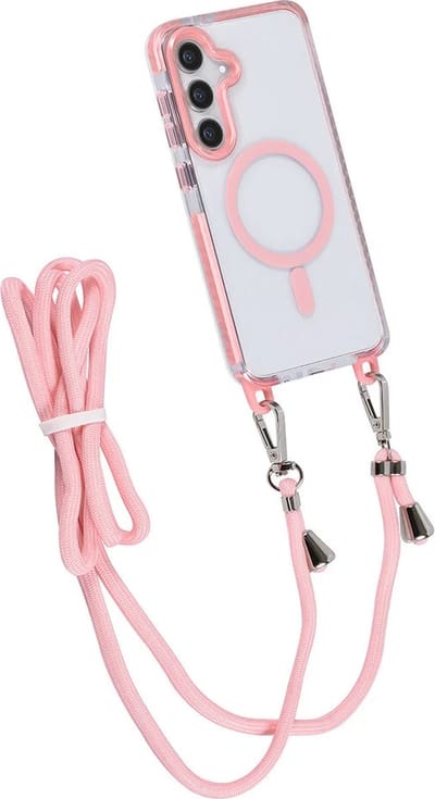 Hoes Geschikt voor: Samsung Galaxy S24 Hoesje voor om de nek - Magnetisch Magsafe Hoesje Met Koord - Hoes Met Koord - Hoes Cover Met Koord - Roze