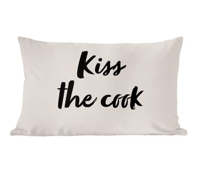 Sierkussens - Kussentjes Woonkamer - 60x40 cm - Quotes - Spreuken - Kok - Kus - Kiss the cook
