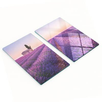 Decoratieve snijplanken van gehard glas, lavendel Provence, 2x30x52 cm