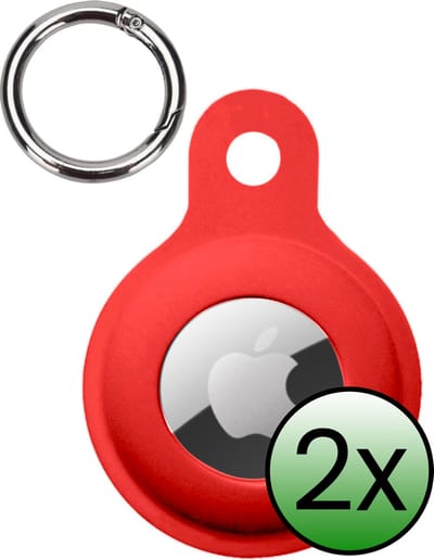 Hoesje Geschikt voor Apple AirTag 2 Hoesje Case Hoesje Geschikt voor Apple AirTag 2e generatie Sleutelhanger Siliconen Hoes - Rood - 2 Stuks