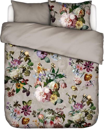 Essenza Fleur Dekbedovertrek Katoensatijn Stone - Lits-Jumeaux XL – 260x200/220 cm