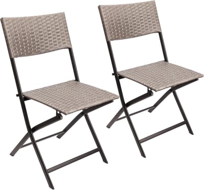 Tuinstoelen Set - Opvouwbare stoelen - Buiten zitten - Weerbestendig polyrattan - Compact opvouwbaar - Grijs/bruin