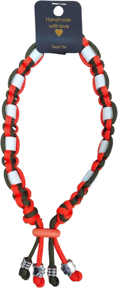 Anti-vlooien en tekenband legergroen/oranje nekomtrek 55 cm