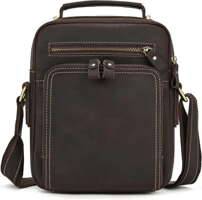 Vintage leren schoudertas voor heren - zakelijke en casual crossbody tas voor reizen en dagelijks gebruik