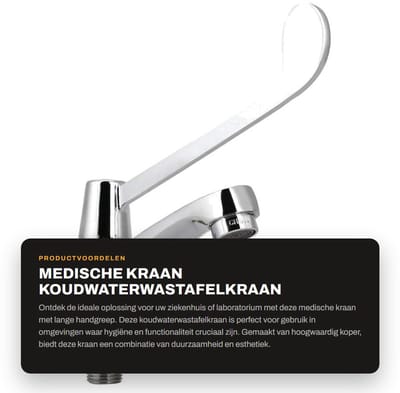 Dailygoods- Wastafelkraan Medisch - Koudwaterkraan - G1/2 Verbinding - Koper - Duurzaam - Corrosiebestendig - Laboratoriumkraan
