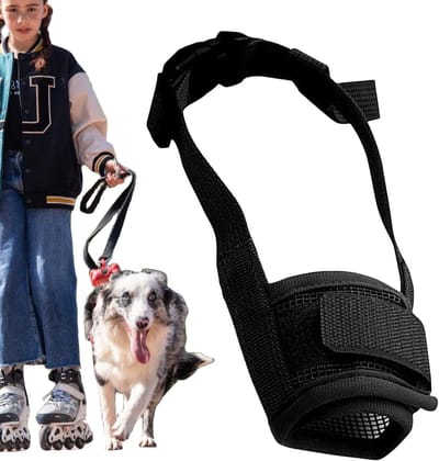 Mesh Hondenmuilkorf - Korte Snuit Hondenmuilkorf, Muilkorf voor Middelgrote Honden | Verstelbare Zachte Honden Mondbeschermer, Puppy Muilkorf voor Bijten, Kauwen, Verzorging, Maakt Hijgen en Drinken mogelijk voor Middelgrote Honden