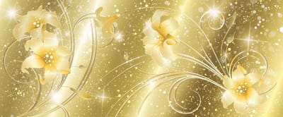 Floral Abstract Gold Yellow Photo Wallcovering