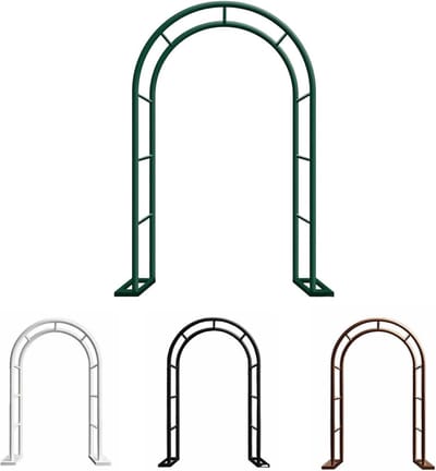 Tuinboog van bruin staal, 200 cm breed x 200 cm hoog, rozenrek voor klimplanten en komkommers, decoratieve pergola voor evenementen, binnenterras en tuin