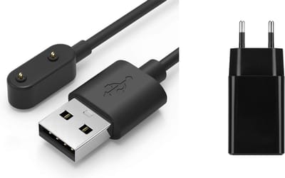 Strap-it USB-A oplader + 5W adapter – geschikt voor Samsung Galaxy Watch Fit 3 – vervangende oplaadkabel & veilige laadadapter (zwart)