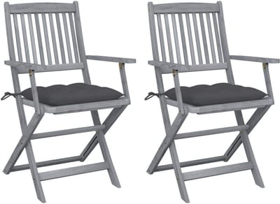 Opvouwbare tuinstoelen - Houten stoelen Terrasstoelen - Buiten dineren - Massief acaciahout - 54 x 61 x 88 cm - Antraciet