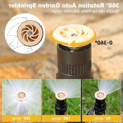 Set van 3 Tuinsproeiers, 360° Automatische Bewatering, Verstelbare Water Sprinkler voor Tuin, Gras en Planten, Geschikt voor 1/2 en 1/4 Irrigatieslangen