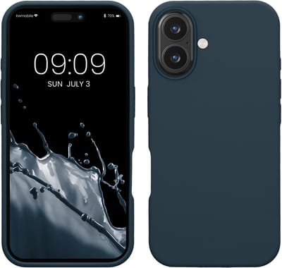 kwmobile telefoonhoesje geschikt voor Apple iPhone 16 - Hoesje met siliconen coating - Smartphone case in leisteen