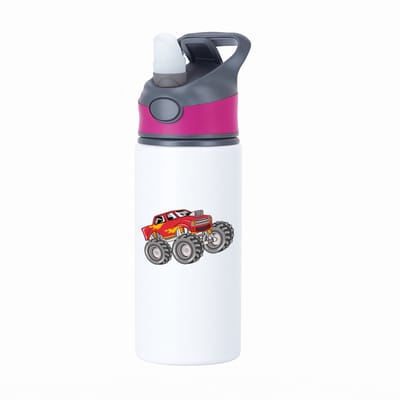 Hacebo® - Monstertruck waterfles met rietje roze - Auto - Autoliefhebbers - Autosport - motorsport - water fles - 650ML
