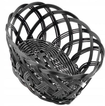 Ovale zwarte rattan mand - decoratief voor brood en fruit