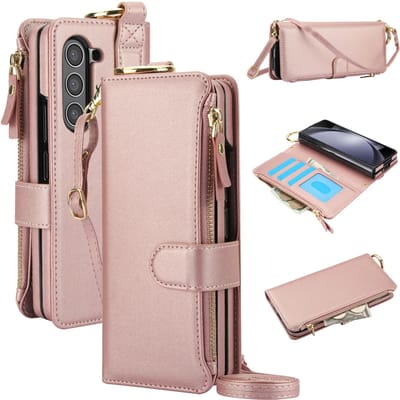 Opvouwbare Kaarthouder Lederen Standaard Hoes voor Samsung Galaxy Z Fold 3 4 5 6 5G ZFold6 met Ringhouder Portemonnee Fold5 Mode Hoes For Samsung Z Fold 5