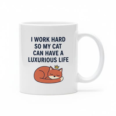 Ik Werk Hard Zodat Mijn Kat Luxe Leeft – Grappige Kattenliefhebber Mok 330ml | Schattige Koffiebeker Cadeau voor Katteneigenaren & Dierenvrienden