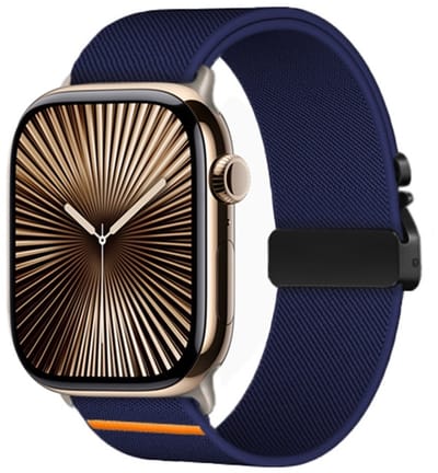 By Qubix - Geschikt voor Apple Watch bandje - Nylon bandje met Parachute sluiting - Donkerblauw - Geschikt voor Apple Watch 44mm / 45mm / 46mm / 49mm (Ultra 1,2 en 3) - nylon - bandje iWatch