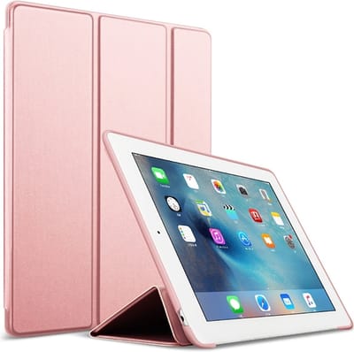 Flexibele Tri-folio hoes geschikt voor iPad 9.7 2018 - 9.7 2017 - Air 2 - Air 1 - 5 - 6 - Siliconen - TriFolio - Smartcover hoesje geschikt voor iPad 9.7 inch | geschikt voor iPad Air hoesje roze
