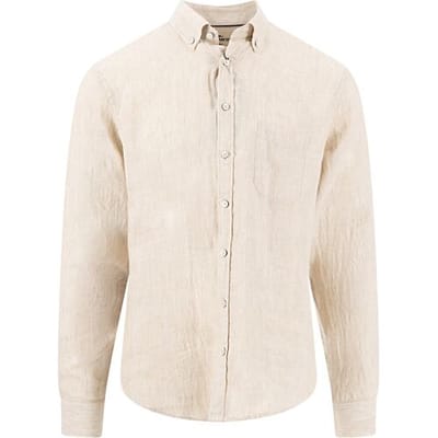 Fynch-Hatton Overhemd Linnen Fine Striped Button-Down Zand / male