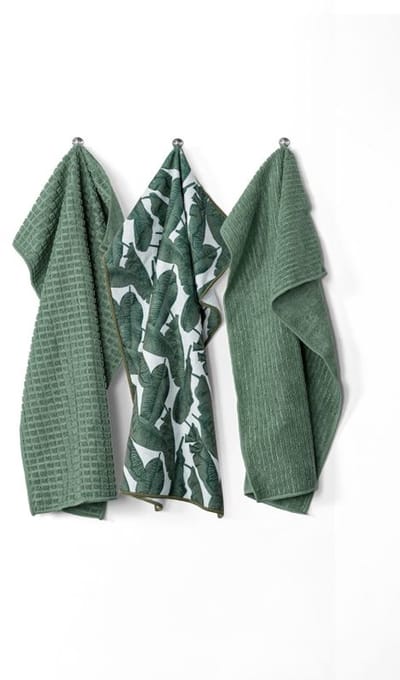 Keukenhanddoek ESSENTIALS, microfiber 40x60cm, SET/3, stone green
