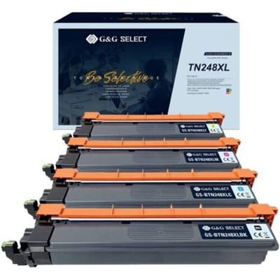 G&G Toner vervangt Brother TN-248XLY TN-248XLM TN-248XLC TN-248XLBK Compatibel 4-pack Cyaan, Magenta, Geel, Zwart 9900 bladzijden GS-BTN248KCMY-4P