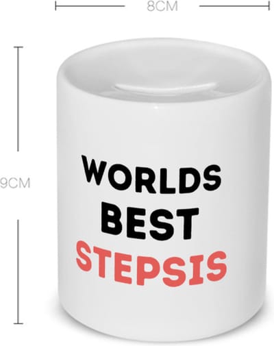 Akyol - worlds best stepsister Spaarpot - Zus - de beste stiefzus - verjaardagscadeau - verjaardag - cadeau - cadeautje voor zus - zus artikelen - kado - geschenk - gift - 350 ML inhoud