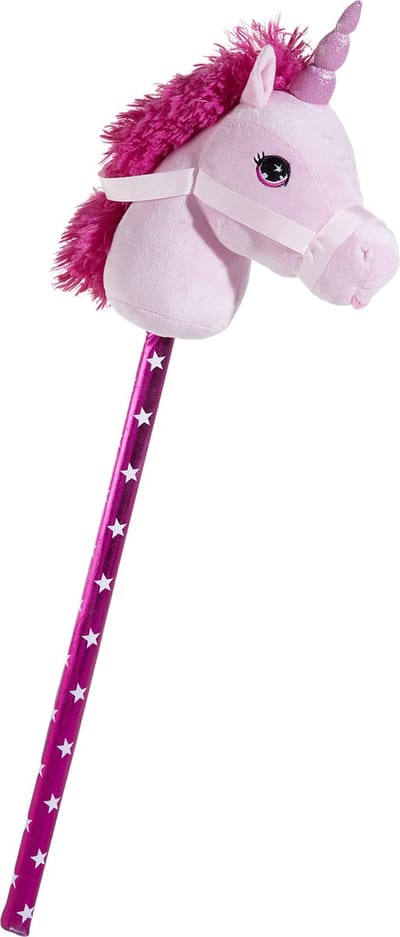 Heunec Eenhoorn stokpaard - roze - 70 cm - pluche - unicorn - Stokeenhoorn - Speelgoed stokpaardjes
