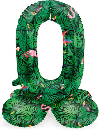 Folat - Staande folieballon Cijfer 0 Jungle Vibe - 72 cm
