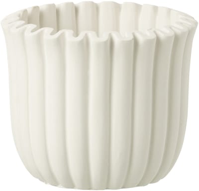 J-Line bloempot Geribbeld - cement - wit - medium