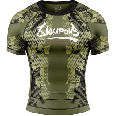 8 WEAPONS Rash Guard Hit 2.0 Olijfgroen Zwart - L