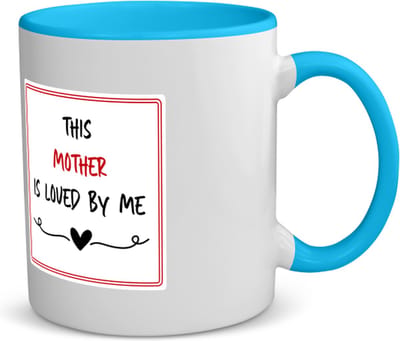 Akyol - this mother is loved by me koffiemok - theemok - blauw - Mama - iemand die houdt van zijn moeder - moeder cadeautjes - moederdag - verjaardag - geschenk - kado - 350 ML inhoud
