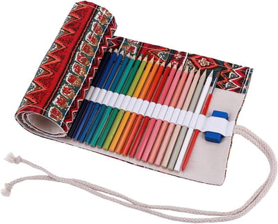 Opvouwbare Pennen Etui van Canvas voor 48 Kleurpotloden - Pennen Organizer voor Kinderen en Volwassenen