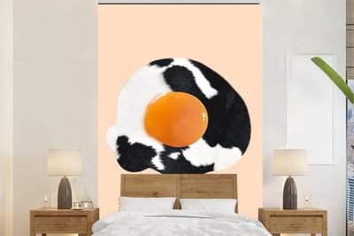 Behang - Ei - Eten - Koeienprint - Koe - Dieren - 200x300 cm - Foto behang