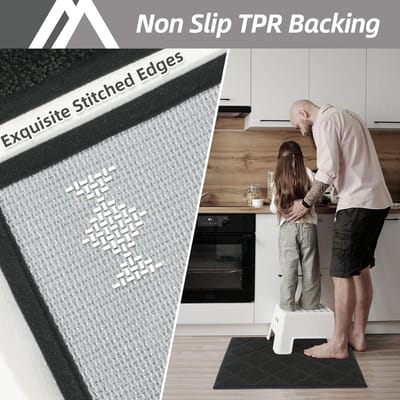 Famanu – Keukentapijt - antislip - 2 stuks - 61 x 90 cm + 61 x 152 cm - machinewasbare keukenloper - wasbare keukenmatten - tapijt - loper - zwart