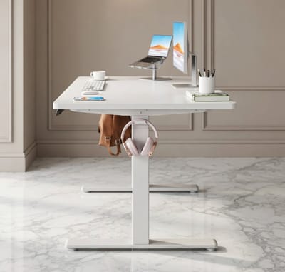 Ergonomisch Elektrisch In Hoogte Verstelbaar Bureau 120x80 cm – Huis & Tuin | Silent Motor, 100 kg Draagkracht, Modern Metalen Frame, Kabelmanagement, Zit-Sta Bureau, Programma-geheugen, Wit house&garden