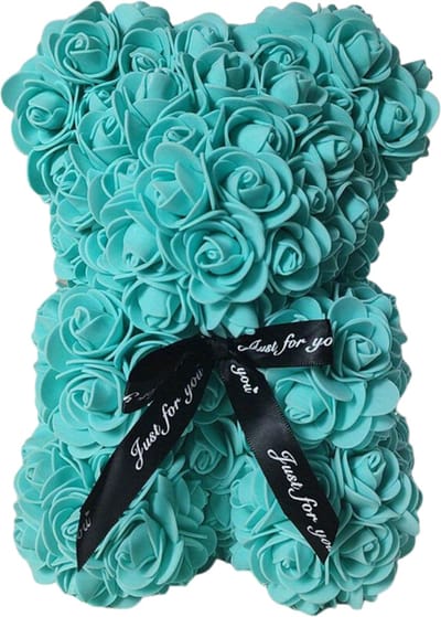 Bovista Rozen Beer - Rose Bear - Teddy - Rozen Beertje - Valentijn Cadeautje Voor Haar & Hem - Cadeautje Vrouw - Turqoise