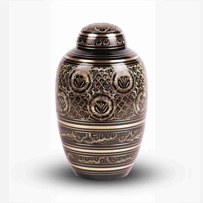 Messing Urn Groot 3,7 liter Zwart Goudkleurig - Urn voor Menselijke As - Crematie Urn voor As Volwassenen