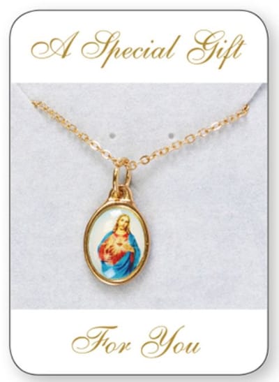 Ketting met hanger H.Hart Jezus Goudkleur.