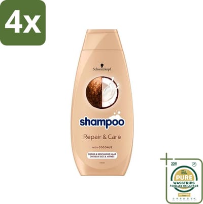 Schwarzkopf - Shampoo Repair & Care - Herstelt Beschadigd Haar - 400 ml - Voordeelverpakking - 4 stuks - Gespleten haarpunten - Pluis