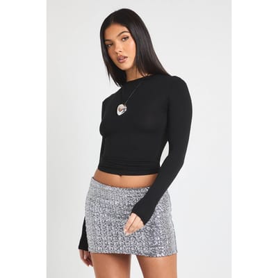 boohoo Dames Pailletten minirok | Zilver | Maat: 40