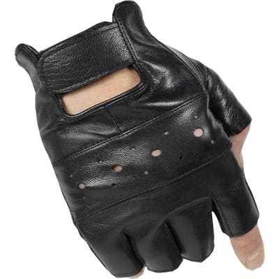 Heren schapenleren rijhandschoenen Fitnesshandschoenen Halfvinger tactische handschoenen Zwarte vrijetijdsfitnessfietshandschoenen van PU-leer zwart