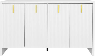 Merax Modern Wit Dressoir met Gouden Handgrepen – Minimalistisch Ontwerp met Verstelbare Planken en Ruime Opbergruimte
