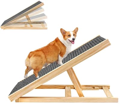 Casa Living Hondentrap - Voor Bank en Bed - Opvouwbare Hondenhelling van Hout - Antislip Loopvlak - Verstelbare Hoogte - Geschikt tot 50KG